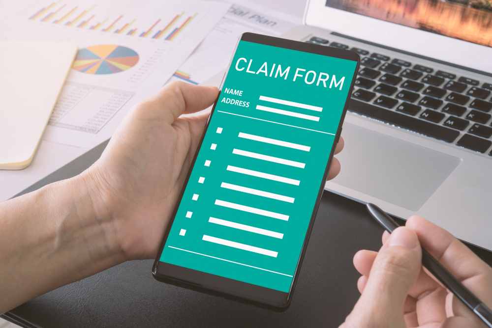 a claim form on a smartphone